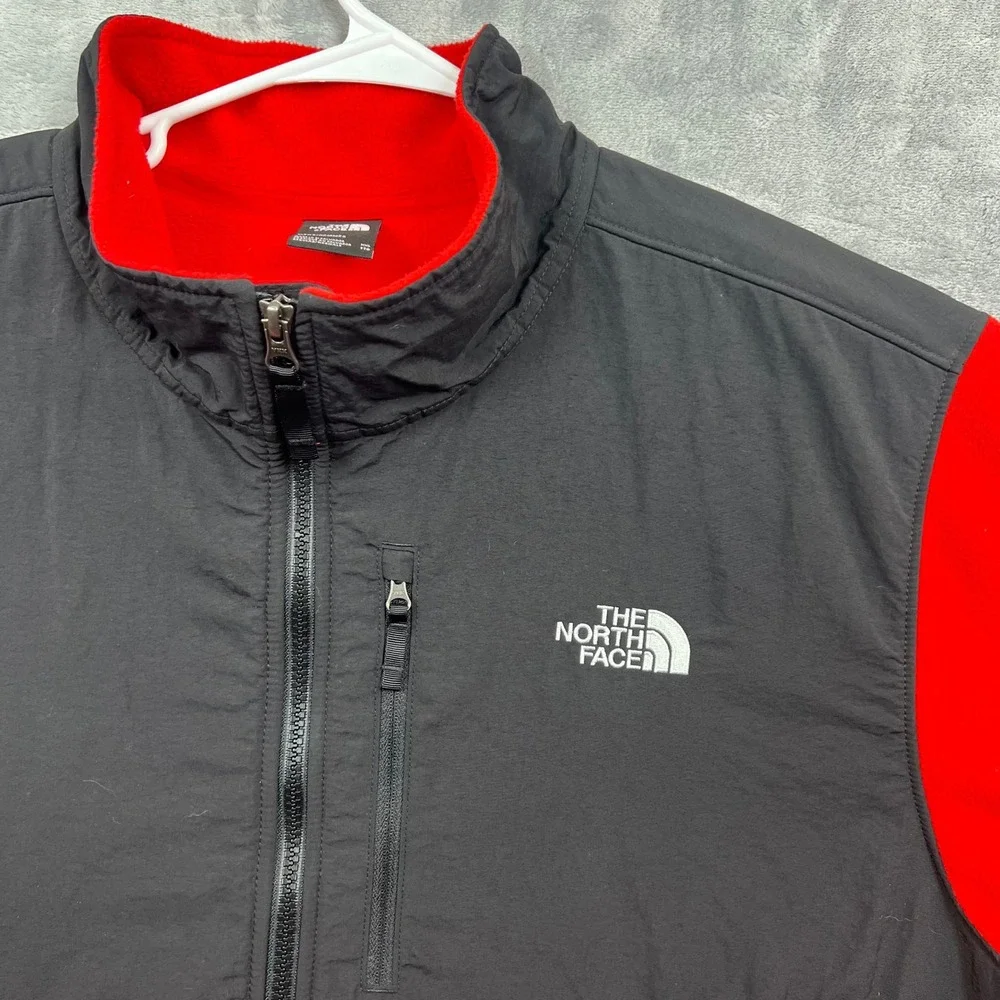 The North Face Fleece Pullover Mens XXL Red Black Colorblock Quarter Zip Jacket